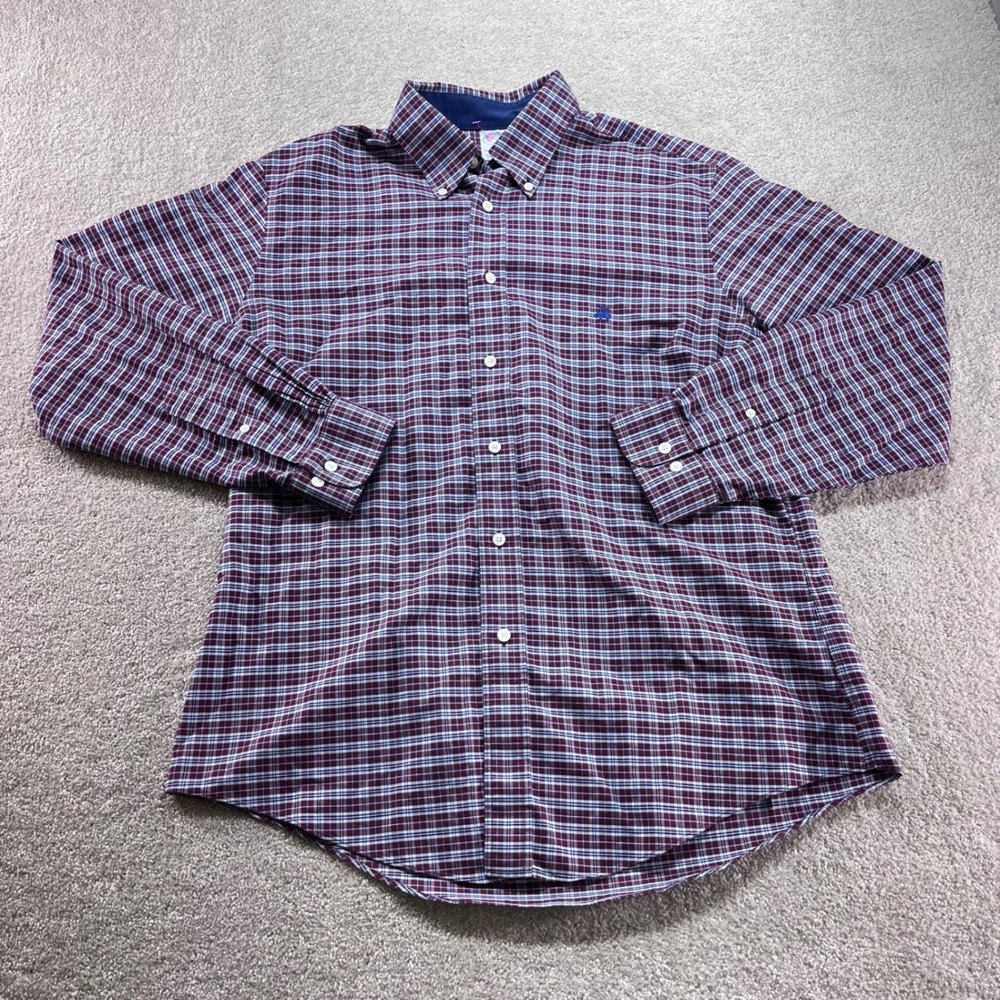 Brooks Brothers Shirt Mens Large Plaid Regent Non-Iron Supima Cotton Button Down